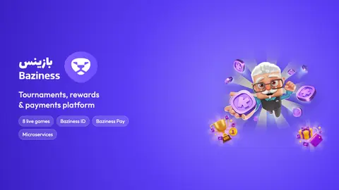 Baziness platform cover with its mascot and rewards